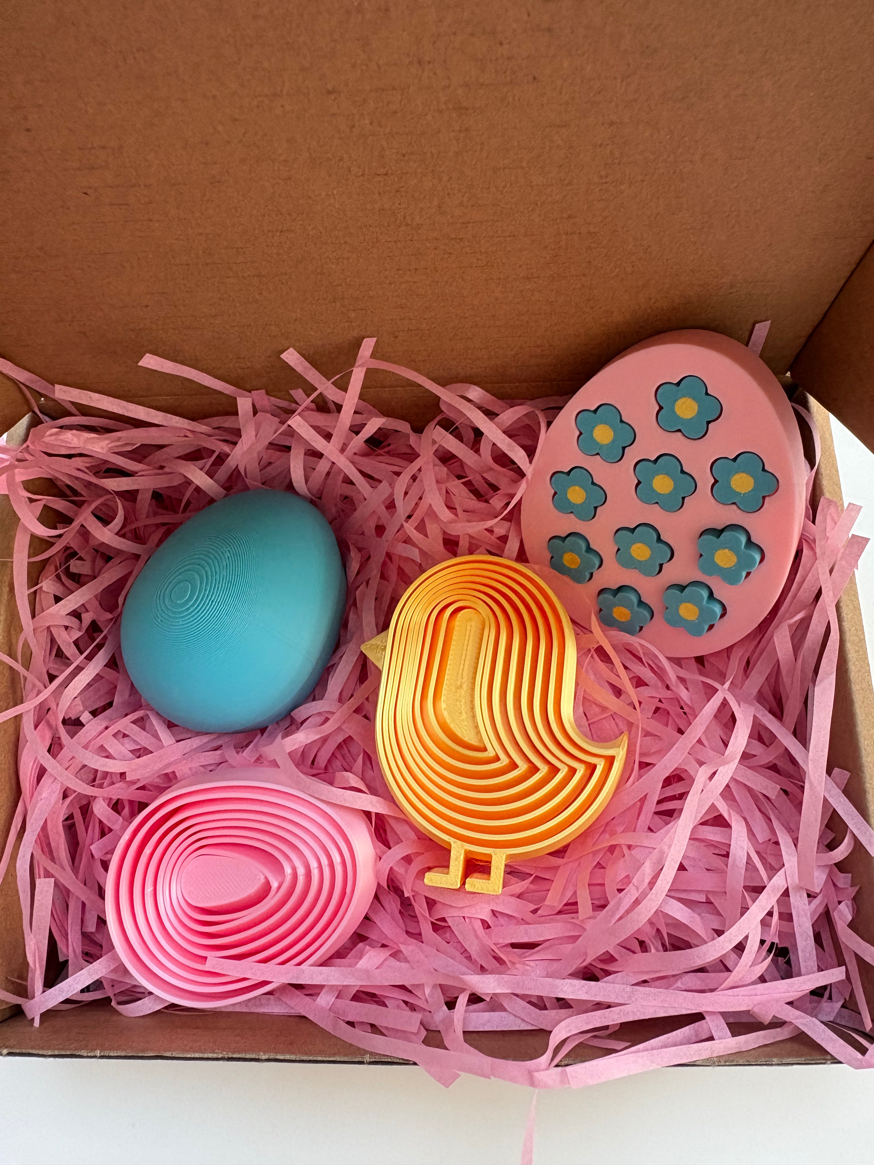 Easter Chick & Egg Fidget Set of 4 - 3D Printed Fidget Toys